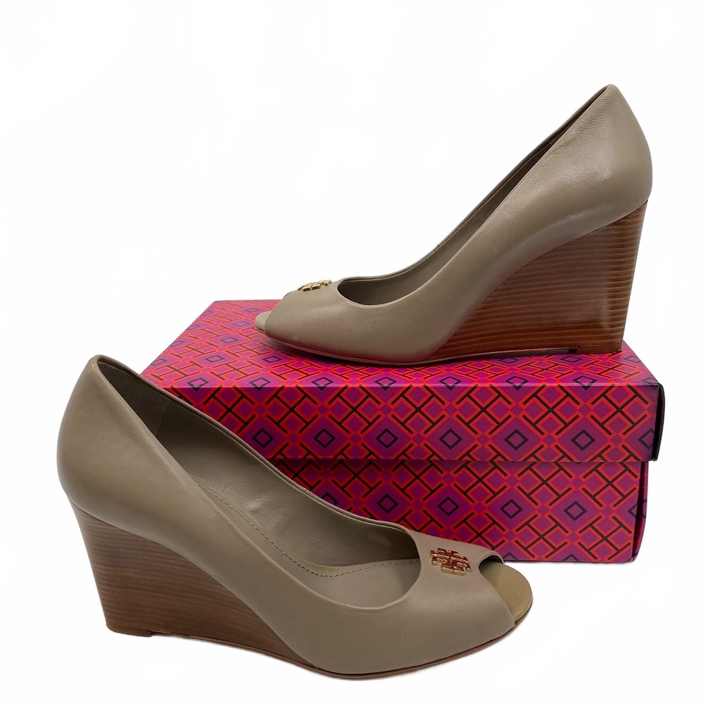Tory Burch Gray Wedges Jolie Peep Toe | Womens 7.5